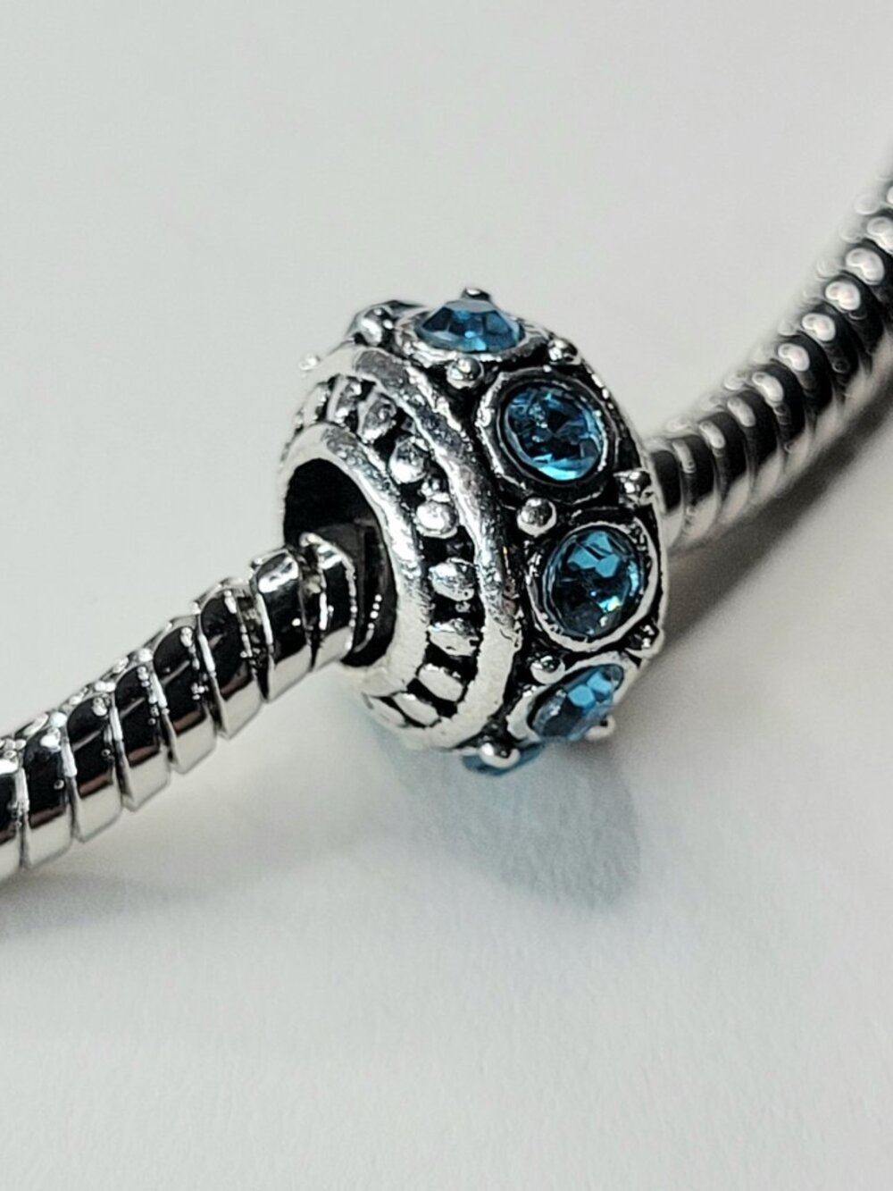 New For Pandora Charm Bracelets Blue Rhinestone And Silver Color Large Hole Bead